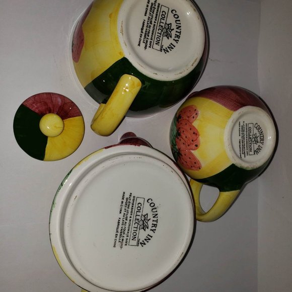 Vintage Country Inn Collection Stacking Teapot And Creamer Set Fruit The… - Picture 7 of 7